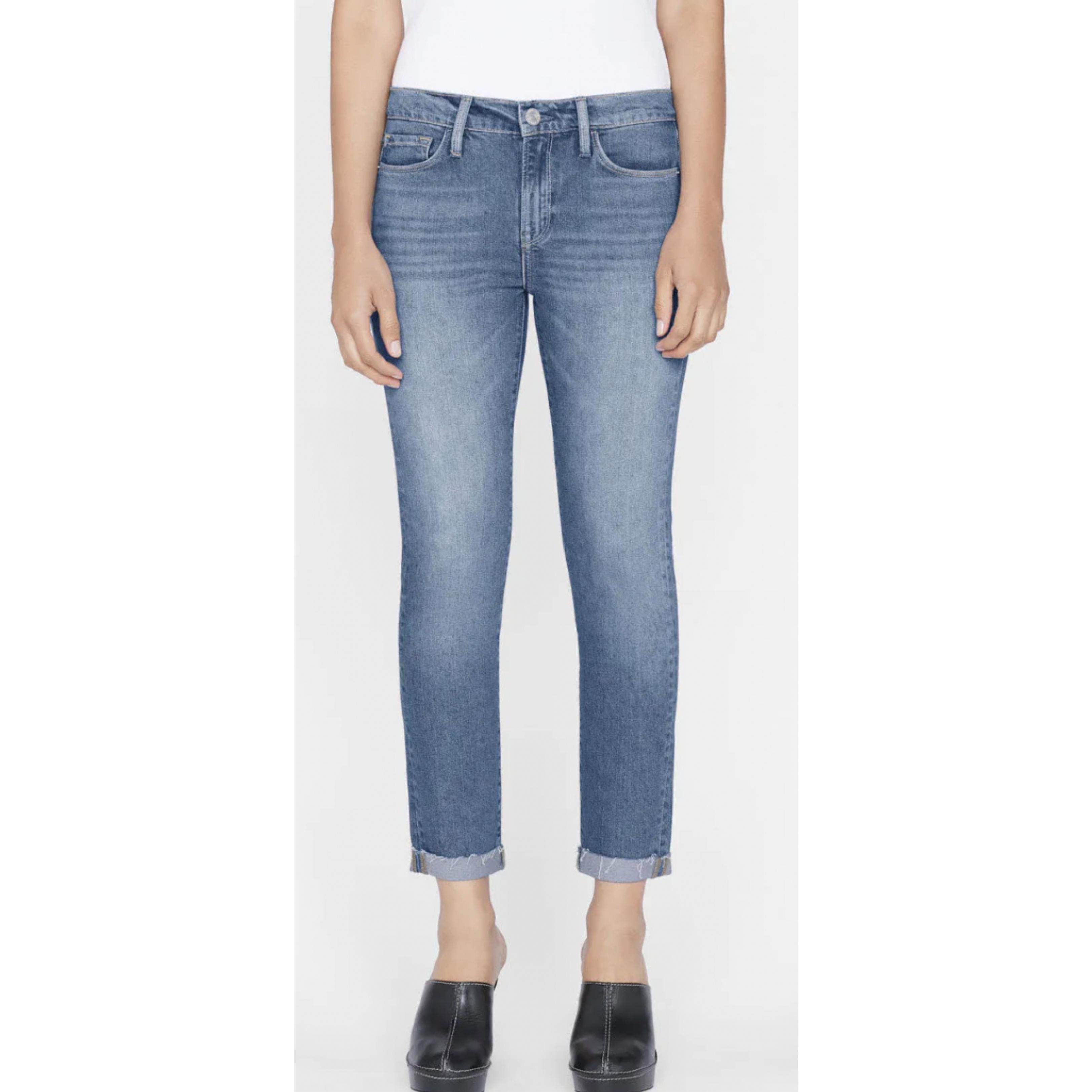 New Frame Le Garcon Rolled Raw After Jeans In Deepwater